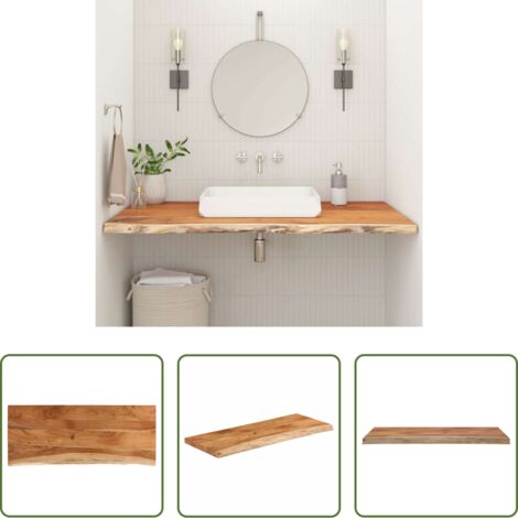 vidaXL Acacia -  Encimera de baño rectangular madera maciza acacia 140x60x2,5 cm