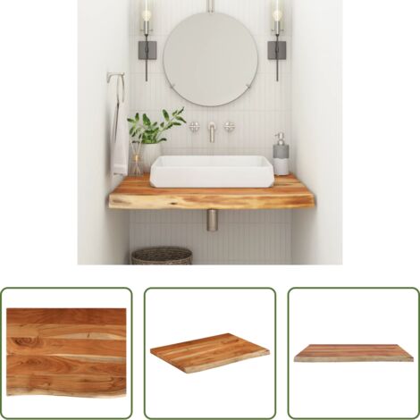 vidaXL Acacia -  Encimera de baño rectangular madera maciza acacia 80x60x3,8 cm