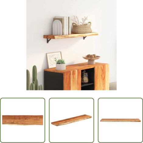 vidaXL Acacia -  Mensola a Muro 80x20x2,5cm Rettangolare Legno Acacia Bordi Vivi