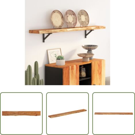 vidaXL Acacia -  Mensola Muro 180x20x2,5cm Rettangolare Legno Acacia Bordi Vivi