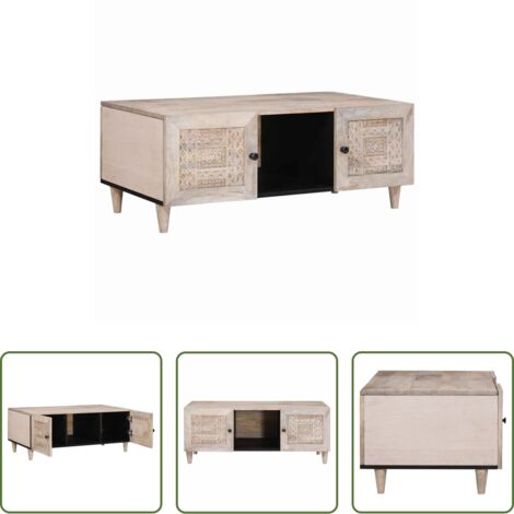 vidaXL Acacia -  Mesa de Café Beige 100 x 54 x 40 cm Madera maciza de Acacia