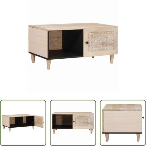 vidaXL Acacia -  Mesa de Café Beige 80 x 50 x 40 cm Madera maciza de Acacia