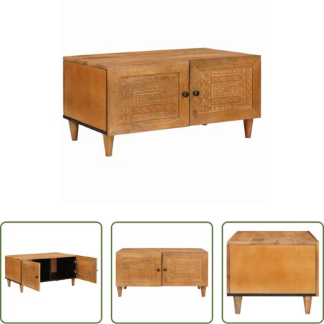 vidaXL Acacia -  Mesa de Café con almacenamiento Marrón Claro 80 x 50 x 40 cm