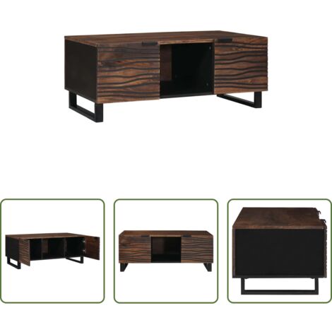 vidaXL Acacia -  Mesa de Café Marrón y Negro 100 x 54 x 40 cm