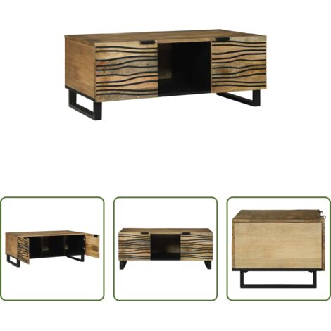 vidaXL Acacia -  Mesa de Café Marrón y Negro 100 x 54 x 40 cm