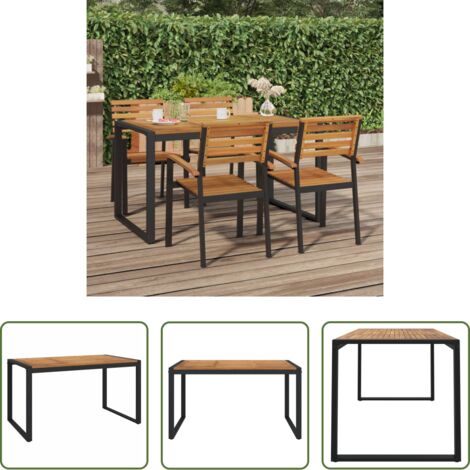 vidaXL Acacia -  Mesa de jardín con patas en U madera maciza acacia 148x80x75 cm