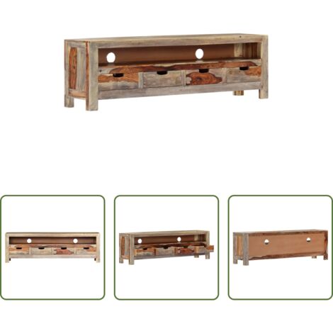 vidaXL Acacia -  Mueble de TV madera maciza de acacia 130x30x40 cm
