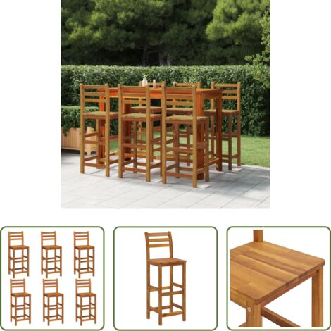 vidaXL Acacia -  Taburetes de barra de cocina 6 unidades madera maciza acacia