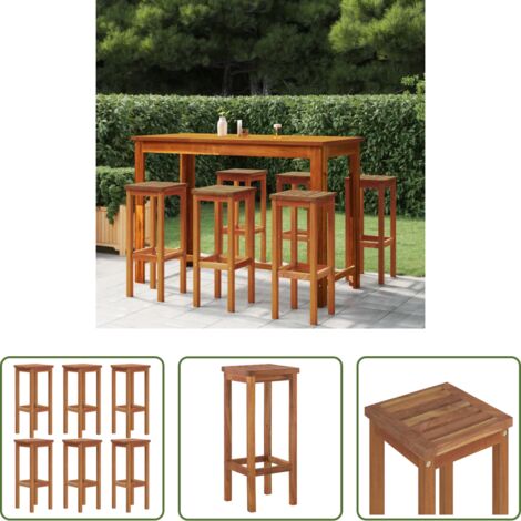 vidaXL Acacia -  Taburetes de barra de cocina 6 unidades madera maciza acacia