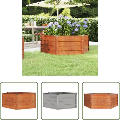 vidaXL Acciaio corten -  Letto Rialzato da Giardino Ruggine 129x129x45 cm Acciaio Corten