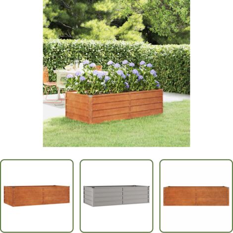 vidaXL Acciaio corten -  Letto Rialzato da Giardino Ruggine 160x80x45 cm Acciaio Corten