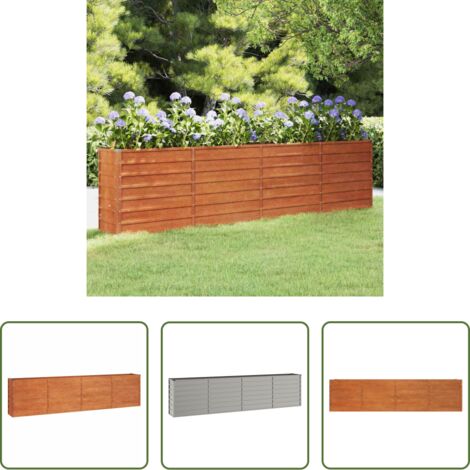 vidaXL Acciaio corten -  Letto Rialzato da Giardino Ruggine 320x40x77 cm Acciaio Corten