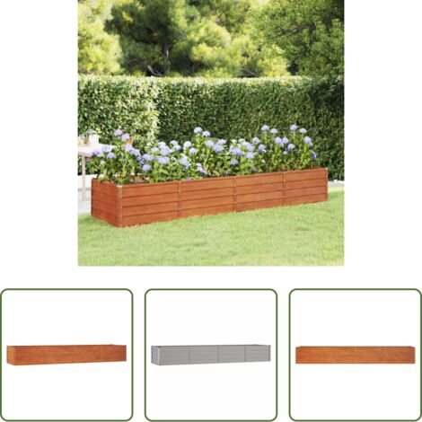 vidaXL Acciaio corten -  Letto Rialzato da Giardino Ruggine 320x80x45 cm Acciaio Corten