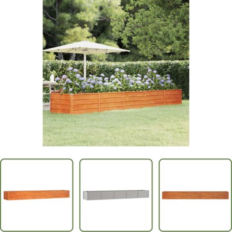 vidaXL Acciaio corten -  Letto Rialzato da Giardino Ruggine 400x80x45 cm Acciaio Corten