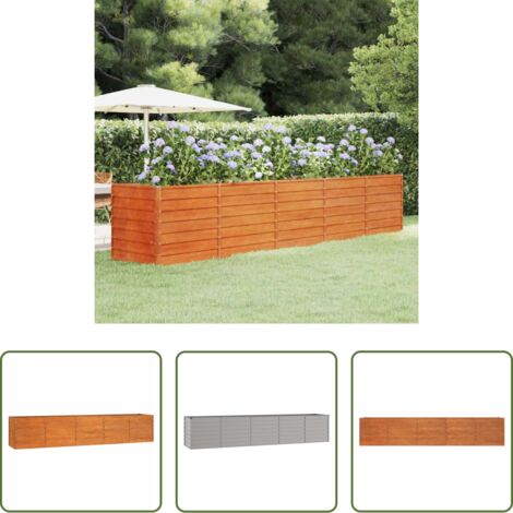 vidaXL Acciaio corten -  Letto Rialzato da Giardino Ruggine 400x80x77 cm Acciaio Corten