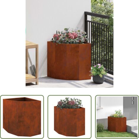 vidaXL Acciaio corten -  Vaso d'angolo Ruggine 45 x 45 x 50 cm acciaio corten