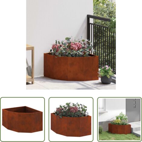 vidaXL Acciaio corten -  Vaso d'angolo Ruggine 60 x 60 x 35 cm acciaio corten