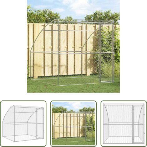 vidaXL Acciaio galvanizzato -  Cuccia per cani Argento 2 x 2 x 2 m Acciaio zincato