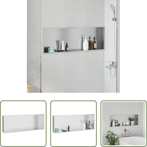 vidaXL Acciaio inossidabile -  Nicchia per doccia Argento 90 x 30 x 9,5 cm