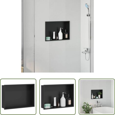 vidaXL Acciaio inossidabile -  Nicchia per doccia Nero 45 x 30 x 9,5 cm Acciaio inossidabile
