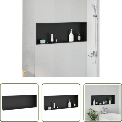 vidaXL Acciaio inossidabile -  Nicchia per doccia Nero 90 x 30 x 9,5 cm Acciaio inossidabile