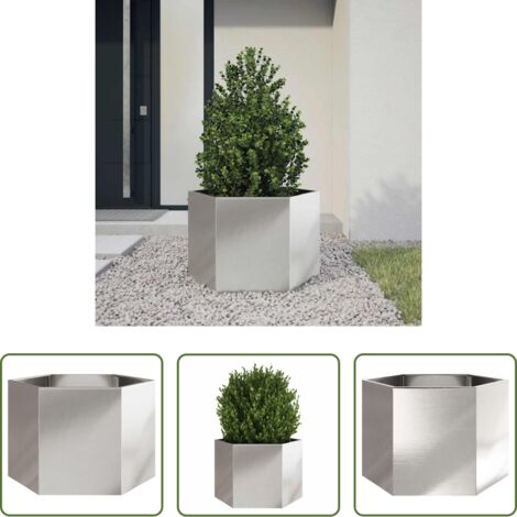 vidaXL Acciaio inox -  Fioriera da Giardino Esagono 69x60x45 cm in Acciaio Inox