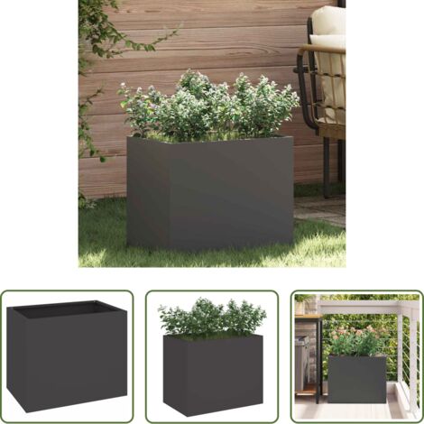 vidaXL Acciaio laminato -  Vaso da giardino Nero 50 x 32 x 40 cm Acciaio laminato a freddo
