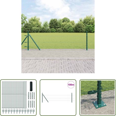 vidaXL Acciaio -  Palo della recinzione Verde 100 x 0,4 m (rete da 25 mm)