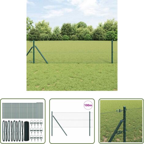 vidaXL Acciaio -  Palo della recinzione Verde 100 x 0,8 m (mesh da 13 mm)
