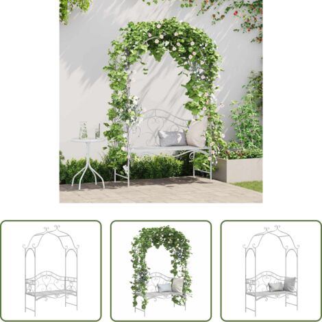 vidaXL Acciaio -  Panchina da giardino Bianco Antico 121 x 48 x 200 cm Acciaio