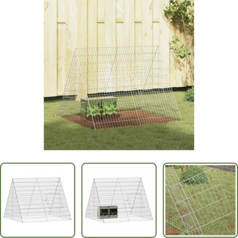 vidaXL Acciaio zincato -  Gabbia per Conigli Argento 215 x 100 x 85 cm Acciaio zincato