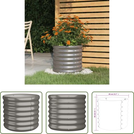 vidaXL Acciaio zincato -  Vaso da Giardino Acciaio Zincato 40x40x36cm Grigio