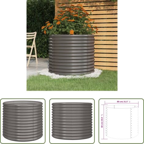 vidaXL Acciaio zincato -  Vaso da Giardino Acciaio Zincato 80x80x68cm Grigio