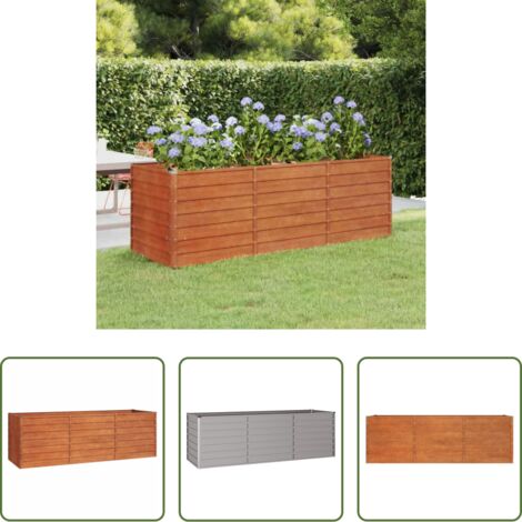 vidaXL Acero corten -  Arriate oxidado de acero corten 240x80x77 cm