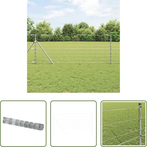 vidaXL Acero galvanizado -  Valla de campo Plateado 50 x 0,8 m Acero galvanizado