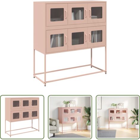 vidaXL Acero laminado -  Aparador de acero laminado en frío rosa 100,5x39x107 cm