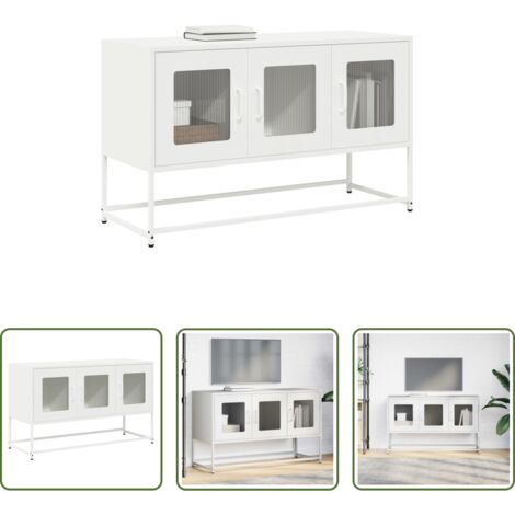 vidaXL Acero laminado -  Mueble para TV acero laminado en frío blanco 100,5x39x60,5 cm