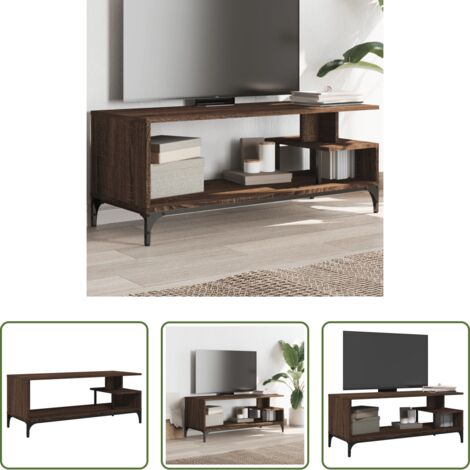 vidaXL Acero -  Mueble de TV madera de ingeniería y acero marrón 102x40x41 cm