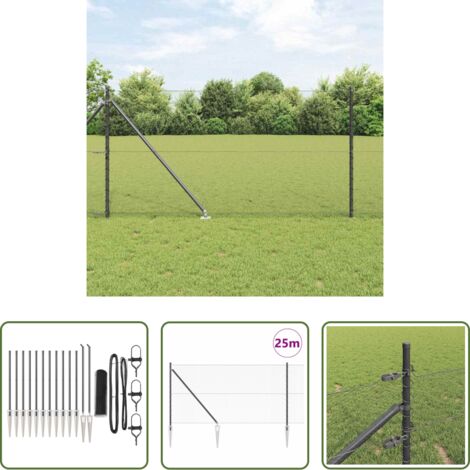 vidaXL Acero -  Poste de Valla Gris 25 x 1 m (malla de 13 mm) Acero
