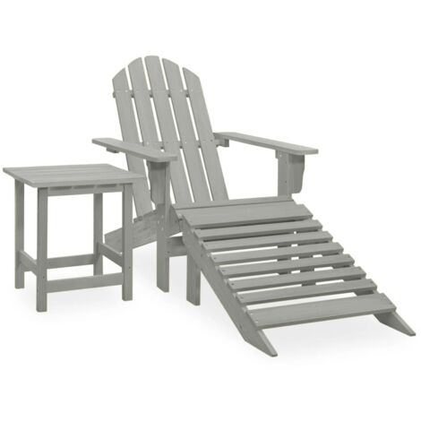 vidaXL Adirondack-Gartenstuhl mit Fußstütze & Tisch Tannenholz Grau