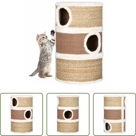 vidaXL Afilar garras -  Barril rascador para gatos hierba marina 60 cm