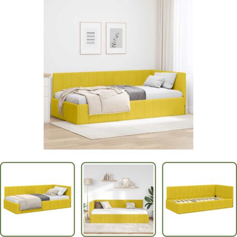 vidaXL Ahorro de espacio -  Estructura de cama en esquina Amarillo 90 cm x 190 cm