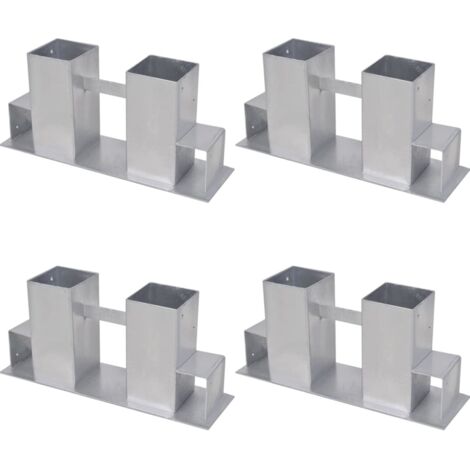vidaXL Aides à empiler le bois de chauffage 4 pcs acier argenté