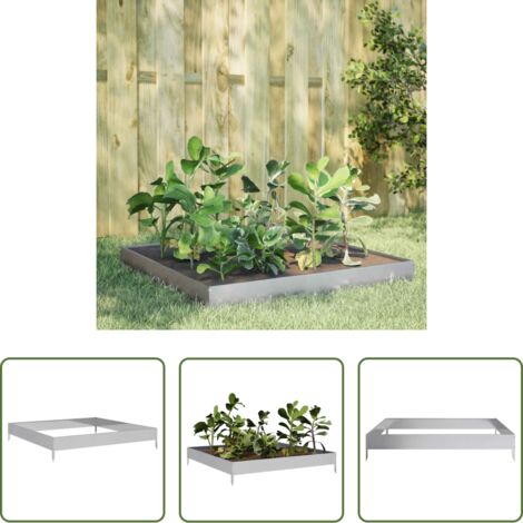 vidaXL Aiuola in acciaio zincato -  Fioriera Rialzata da Giardino 100x100x18,5cm in Acciaio zincato