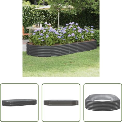 vidaXL Aiuola in acciaio zincato -  Letto Rialzato da Giardino in Acciaio Zincato 296x140x36 cm Antracite