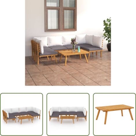 vidaXL Akazienholz -  7-tlg. Garten-Lounge-Set mit Kissen Massivholz Akazie