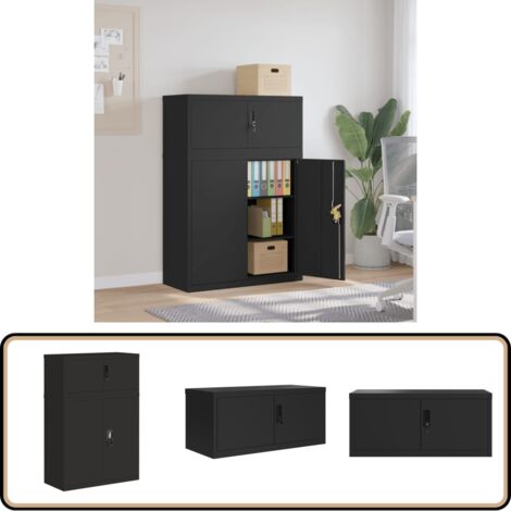 vidaXL Aktenschrank Schwarz 90x40x130 cm Stahl