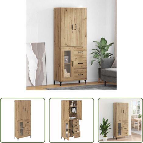 vidaXL Alacena moderna -  Alacena Roble artesanal 69,5 x 34 x 180 cm Madera contrachapada