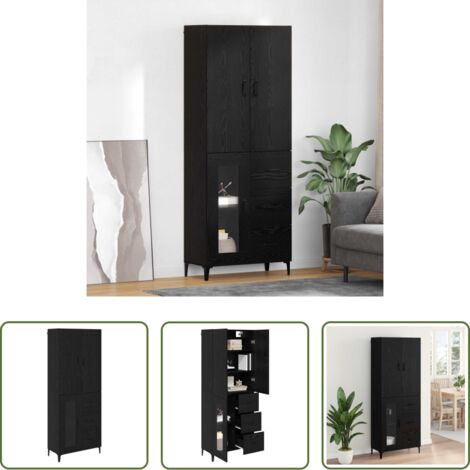 vidaXL Alacena moderna -  Alacena Roble Negro 69,5 x 34 x 180 cm Madera contrachapada