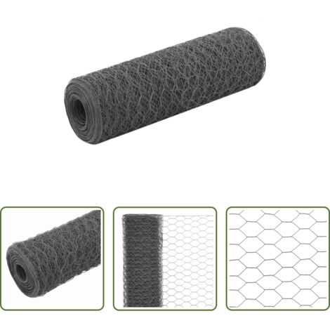 vidaXL Alambre para vallar -  Alambrada de gallinero acero revestimiento PVC gris 25x0,5 m